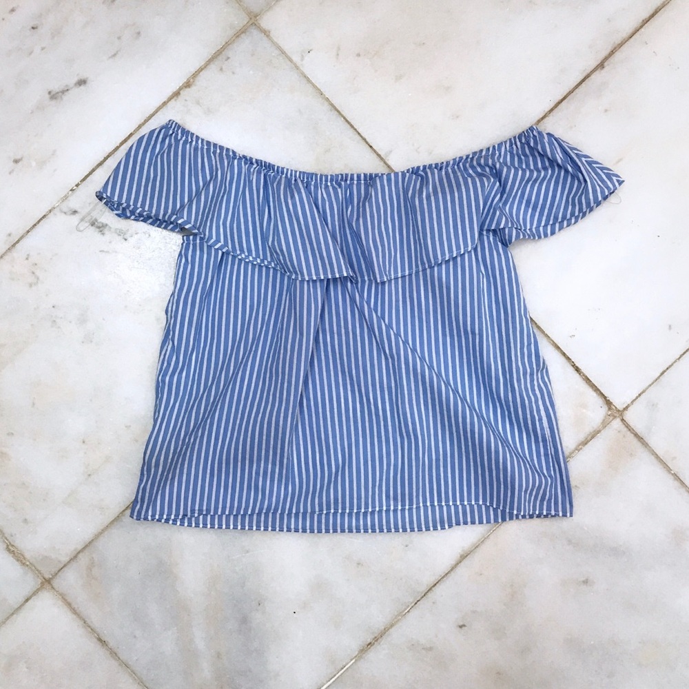 Seersucker off the shoulder top